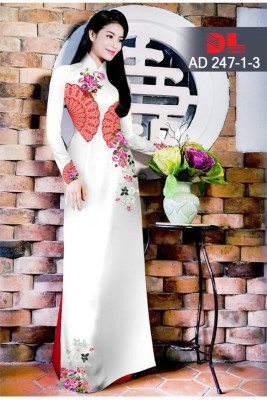 Vải áo dài họa tiết cây quạt-DT 3719