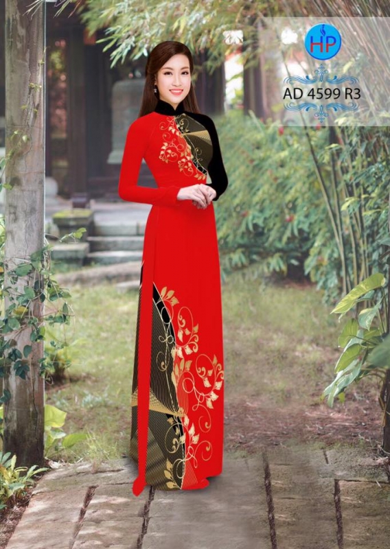 Vải áo dài hoa trên dưới
