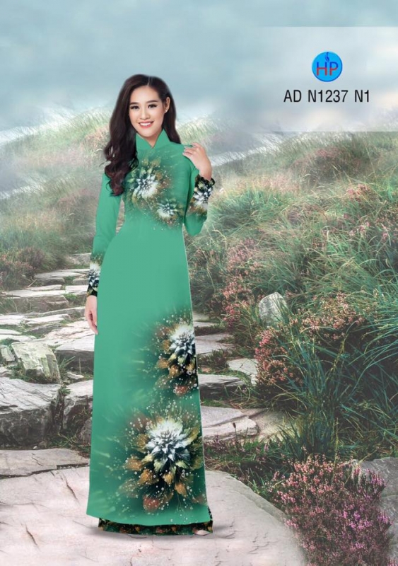 Vải áo dài hoa 3D