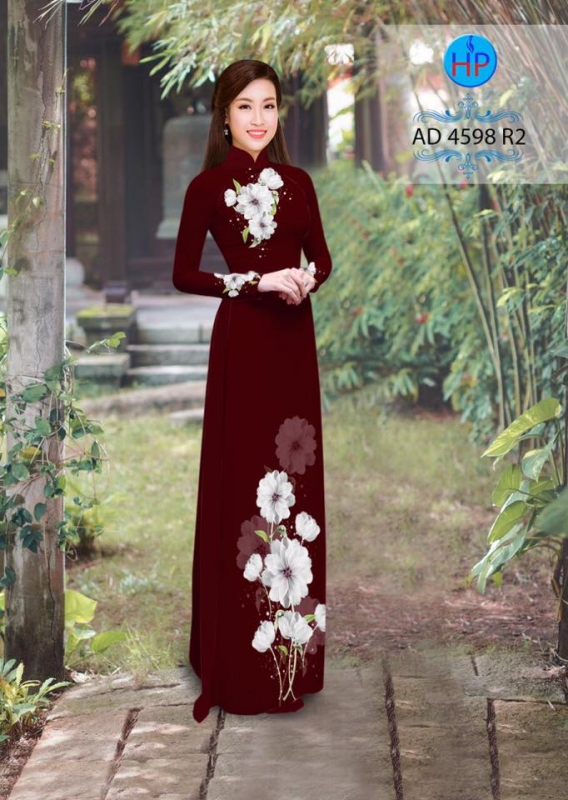 Vải áo dài hoa trên dưới