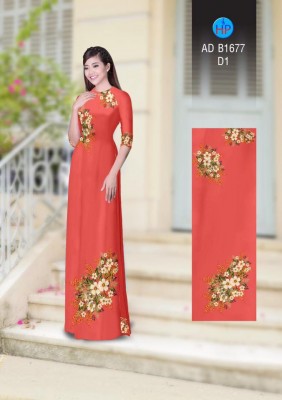 Vải áo dài hoa chùm trên dưới-DT 3738