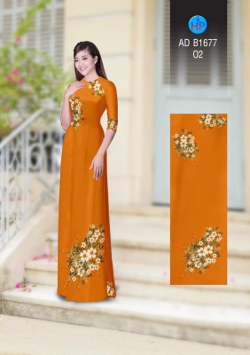 Vải áo dài hoa chùm trên dưới-DT 3738