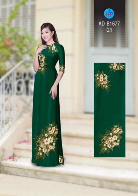 Vải áo dài hoa chùm trên dưới-DT 3738