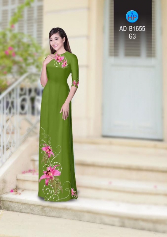 Vải áo dài hoa dây trên dưới