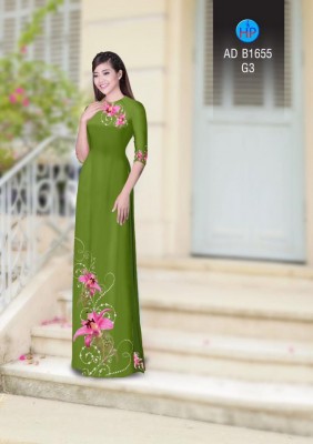 Vải áo dài hoa dây trên dưới-DT 3740