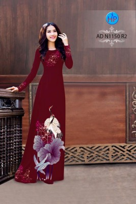 Vải áo dài sen và chim Sếu-DT 3741