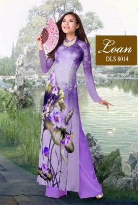 Vải áo dài hoa sen-DT 3744