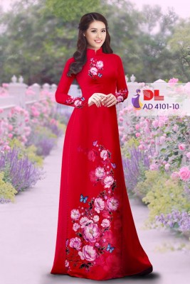 Vải áo dài hoa và bướm-DT 3766