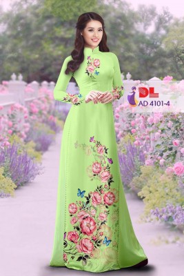 Vải áo dài hoa và bướm-DT 3766