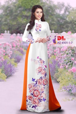 Vải áo dài hoa và bướm-DT 3766