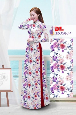 Vải áo dài hoa hồng toàn thân-DT 3767