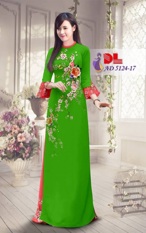Vải áo dài cành hoa hồng