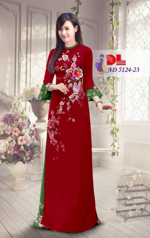 Vải áo dài cành hoa hồng
