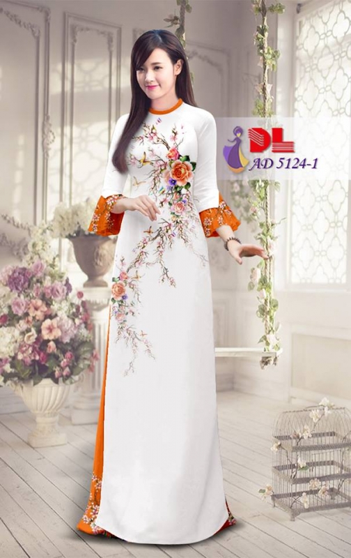 Vải áo dài cành hoa hồng