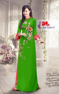 Vải áo dài cành hoa hồng-DT 3770