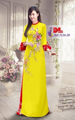 Vải áo dài cành hoa hồng-DT 3770