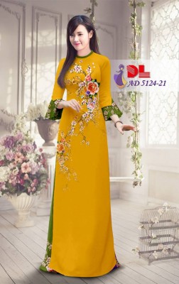 Vải áo dài cành hoa hồng-DT 3770