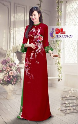 Vải áo dài cành hoa hồng-DT 3770