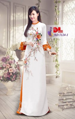 Vải áo dài cành hoa hồng-DT 3770