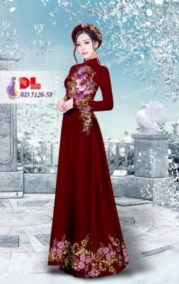 Vải áo dài hoa trên dưới-DT 3790