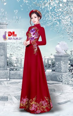 Vải áo dài hoa trên dưới-DT 3791