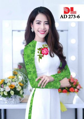 Vải áo dài hoa hồng-DT 3830