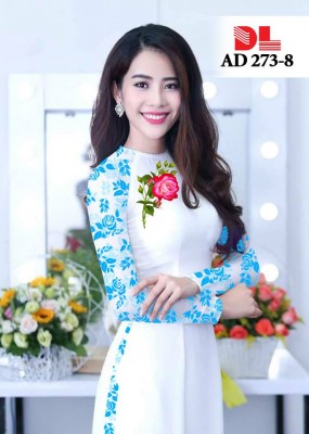 Vải áo dài hoa hồng-DT 3830