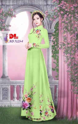 Vải áo dài hoa hồng đẹp-DT 3833