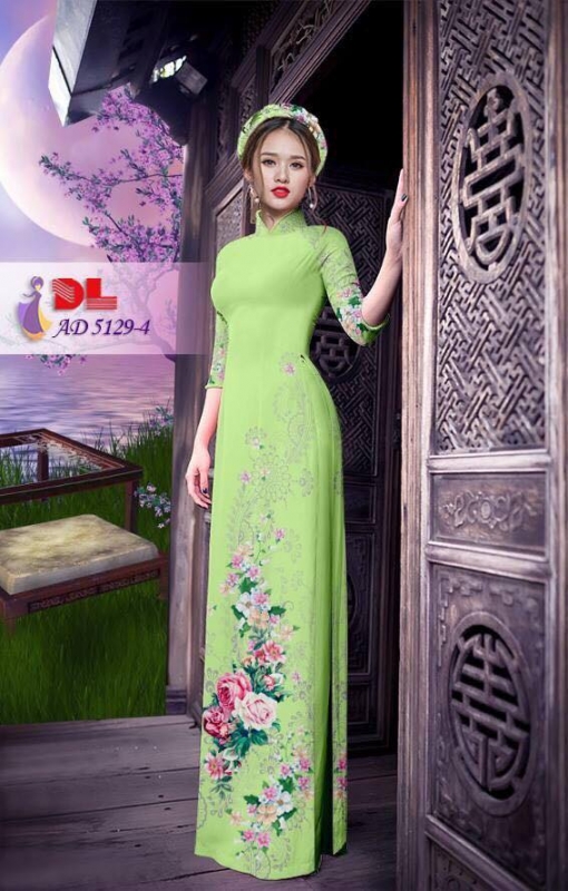 Vải áo dài hoa hồng dây