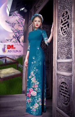 Vải áo dài hoa hồng dây-DT 3838