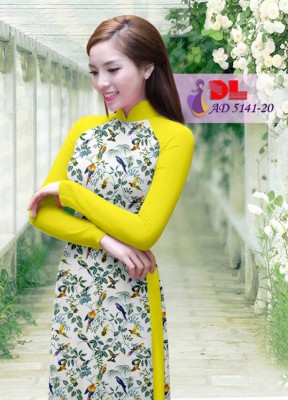 Vải áo dài hoa nhí phối tay trơn-DT 3845