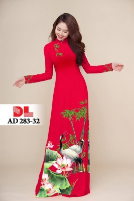 Vải áo dài hoa sen chim hạc-DT 3848