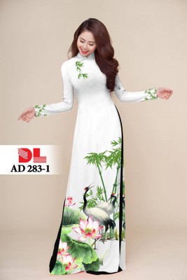 Vải áo dài hoa sen chim hạc-DT 3848