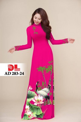 Vải áo dài hoa sen chim hạc-DT 3848