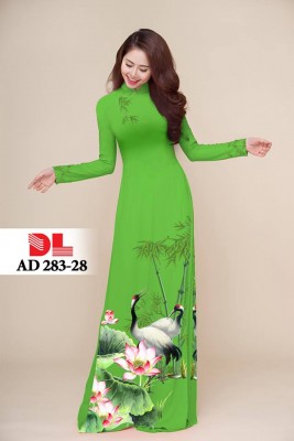 Vải áo dài hoa sen chim hạc-DT 3848