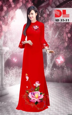 Vải áo dài hoa sen đẹp-DT 3850