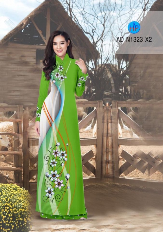 Vải áo dài hoa chạy dọc