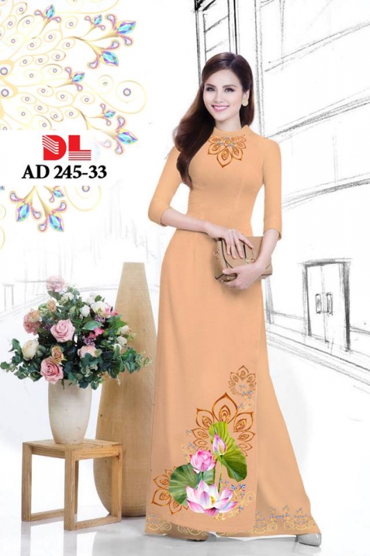 Vải áo dài hoa Sen đẹp