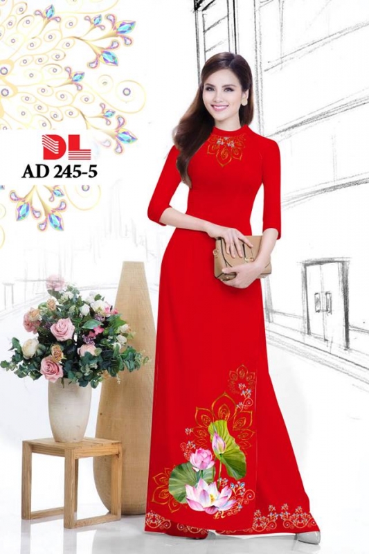 Vải áo dài hoa Sen đẹp