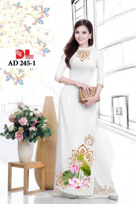 Vải áo dài hoa Sen đẹp-DT 3876