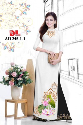 Vải áo dài hoa Sen đẹp-DT 3876