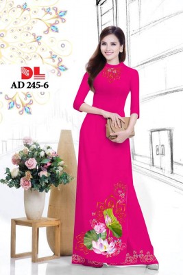 Vải áo dài hoa Sen đẹp-DT 3876