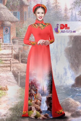 Vải áo dài phong cảnh-DT 3897