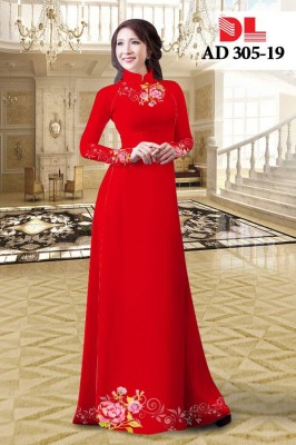 Vải áo dài hoa hồng-DT 3927