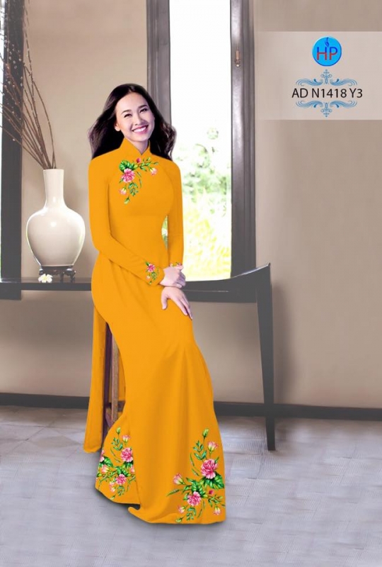 Vải áo dài hoa trên dưới