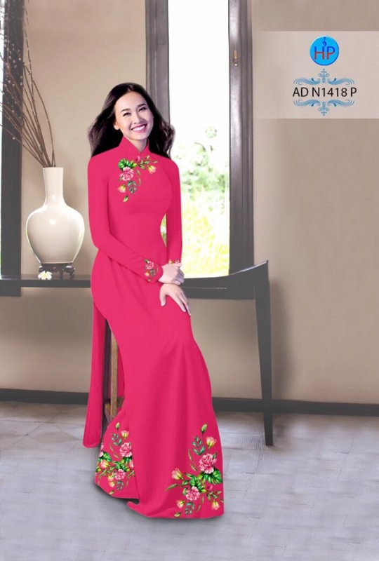 Vải áo dài hoa trên dưới