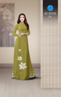 Vải áo dài hoa trắng-DT 3999