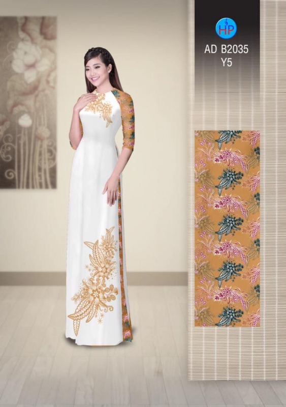 Vải áo dài hoa văn trên dưới