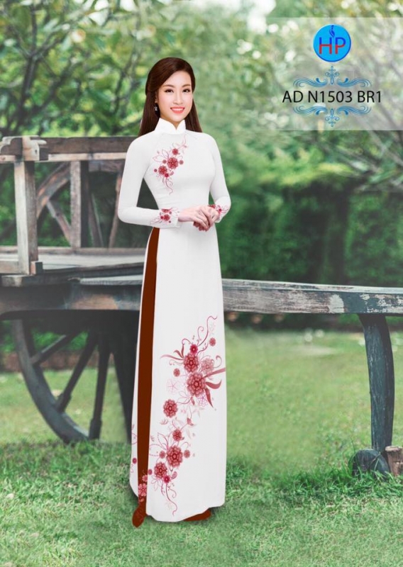 Vải áo dài hoa trên dưới