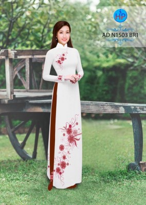 Vải áo dài hoa trên dưới-DT 4011